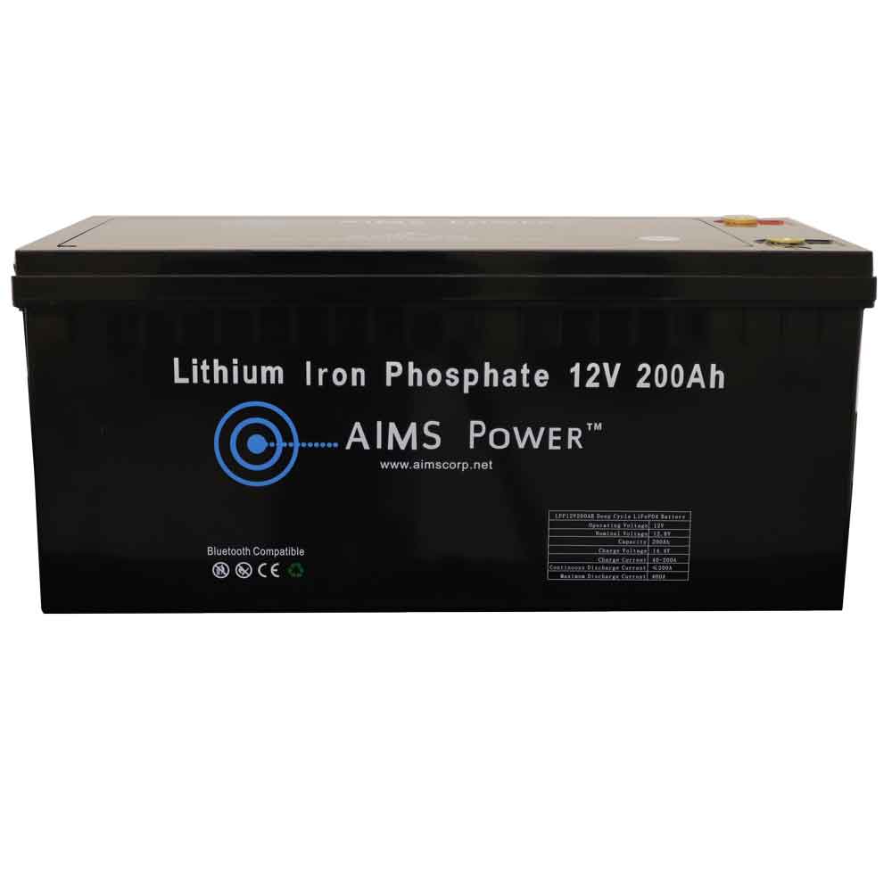 Aims Power Lithium Battery 12V 200Ah LiFePO4 with Bluetooth Monitoring