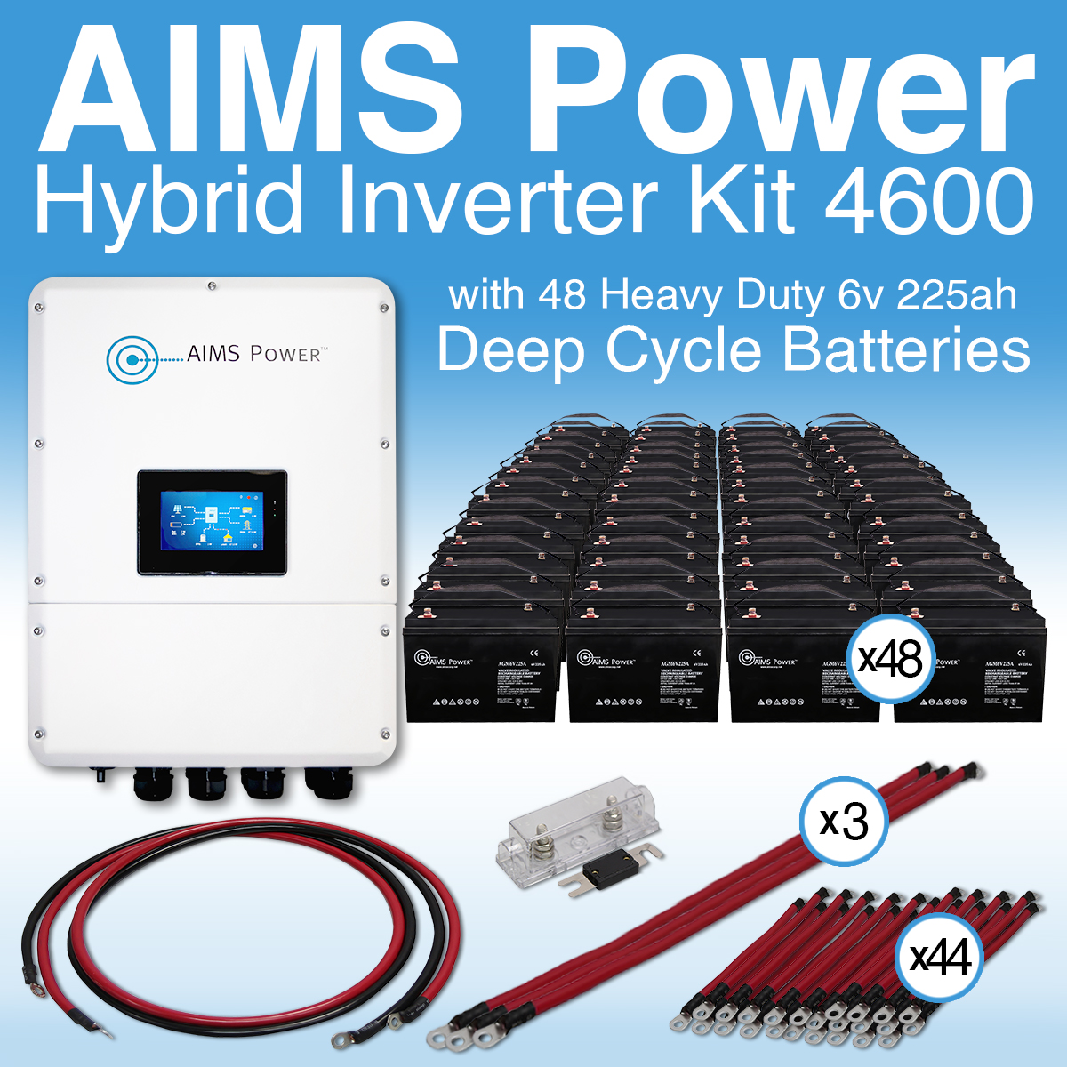 KIT Hybrid Inverter Charger & Battery Bank 4.6 kW Inverter Output 225